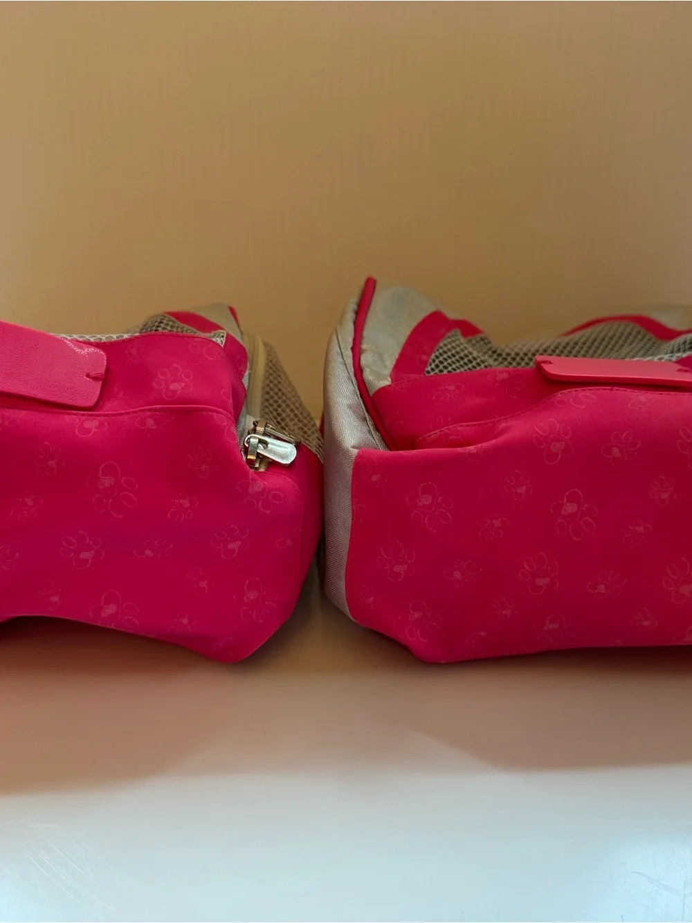 American Girl Doll Galaxy Dog Pet Travel Carry Case Pink Silver Mesh- Lot of 2